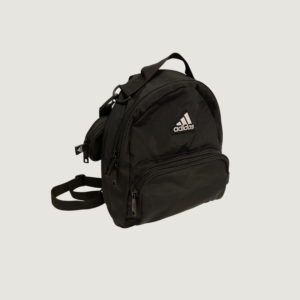 Adidas Mini Backpack Black White Logo with Detachable Pouch Small Daypack